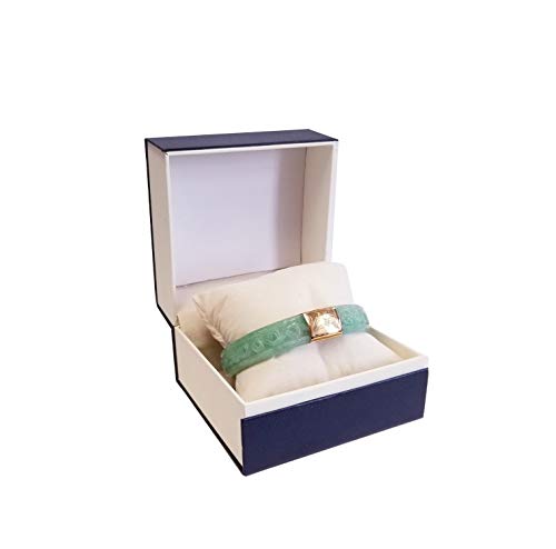 Regalia By Ulti Ramos 14K Yellow Gold Real Jade Hand Carved Bangle Bracelet #TOP5