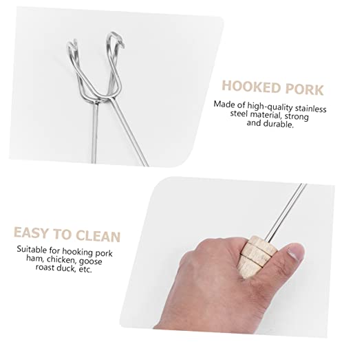 BESTonZON 2 Peças De Aço Inoxidável Grelha De Gancho De Carne Ganchos De Ferramenta Ao Ar Livre Ganc