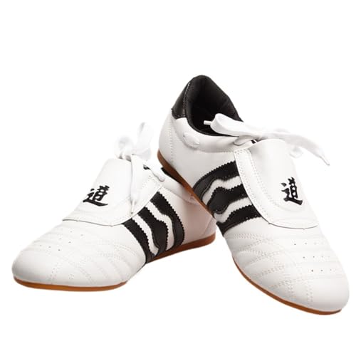 Professional Taekwondo Karate Shoes Men Kick Boxing Cross Training Deadlift Powerlifting Gym Tennis & Racquet Sport Shoes Low Top Lace-up Lightweight Breathable Leather Comfort Sneakers Non-Slip Sole