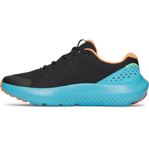 Under Armour Boys' Grade School Surge 4, (007) Black/Blue Blur/Hyper Green, 6, US