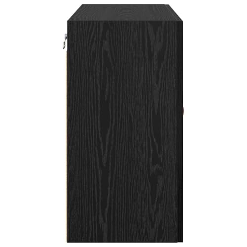 Armoire murale 2 compartiments noire et bois avec poignées pratiques - 8