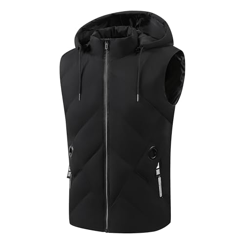 Casual Padded Lightweight Quilted Removable Hooded Puffer Vest for Men Women