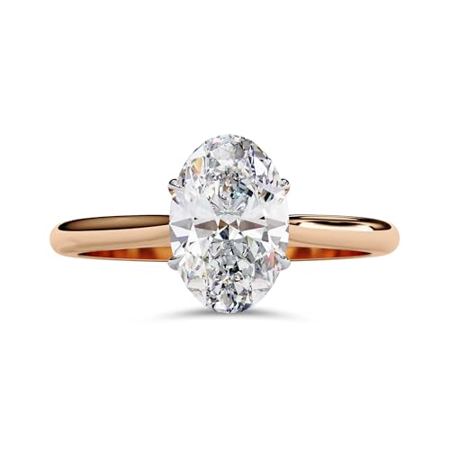 AFFY 4 Prong Solitaire Engagement Ring for Women, 1.20 Carat (ctw) Oval Cut Lab Grown Diamond Ring In 925 Sterling Silver Or 10K Solid Gold F-G, VS-SI Quality Gifts For Her2