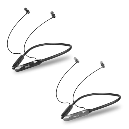 Image of Voods Nova Plus Bluetooth Neckband Combo, 30 Hours Playtime, 10mm Drivers Magnetic Earbuds, Bluetooth V5.4, Fast Charging, ENC Calling, Dual Device Pairing, IPX5 Rating (Black & Grey)