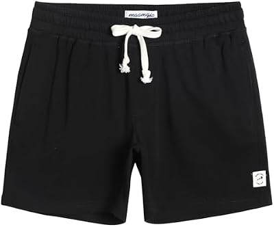maamgic Men's Athletic Gym Shorts - 5.5" Elastic Waist Workout Shorts with Pockets, Black