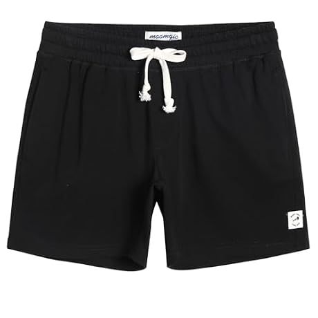 maamgic Mens Athletic Gym Shorts 5.5" Elastic Waist Casual Pajama Pocket Jogger Men Workout Short Pants Black