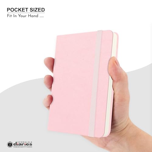 Image of Jhingalala Diaries - Hardbound Leather Cover Pocket Size Corporate Executive Diary Notebook I Pocket Diary For Men and Women I A6 Size I 80gsm Paper I 192 Ruled Pages (Light Pink)