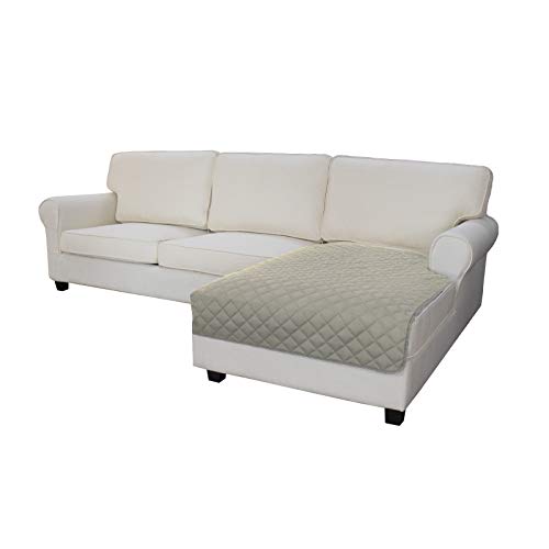 Image of Easy-Going Rectangular Chaise Lounge Cover, 42 x 68 inches, Beige, Reversible, Elastic Closure, Machine Wash, Indoor Sofa Protection, Pet-Friendly, Stain-Resistant, Easy to Clean