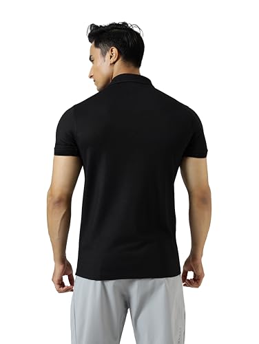 Image of FUAARK Men Slim Fit Pique Aura Polo Tshirt with Short Sleeves & Reflective Chest Logo -