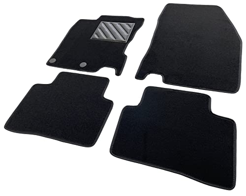 Fußmatten für Nissan Qashqai II J11 ab 2014-2021, passgenau, rutschfest, Absatzschoner aus verstärktem Gummi, Befestigungsknöpfe, Schwarz