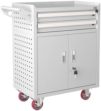 Lockable Rolling Tool Chest with 2 Drawers, Heavy-Duty Metal Tool Cart for Garage and Workshop, Mobile Storage Solution for Tools and Equipment