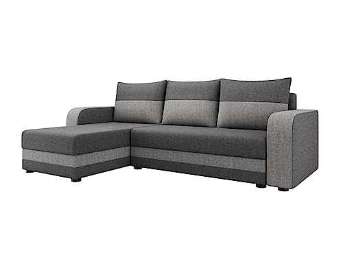 Bestmobilier - Canapé d'angle Convertible avec Coffre Réversible Harvey en Tissu - Canapé Lit - Sofa Gris 4 Places - Angle Droit - ou Gauche - Salon