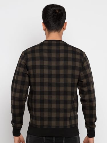 Image of Mens Checkered Round Neck Sweatshirt