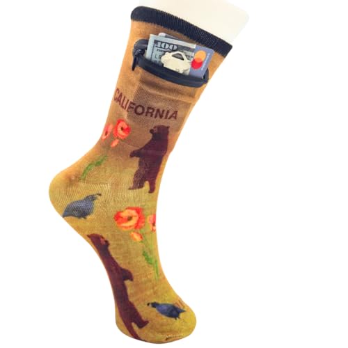 Image of Zipper Sock Wallet - Cotton & Polyester Zipper Socks with Pockets - Fits shoe size 6-13