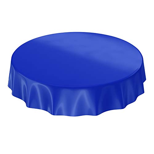 Wachstuchtischdecke Wachstuch abwaschbare Tischdecke Uni Glanz Einfarbig Dunkelblau Schnittkante Rund 120cm – Ansicht 1