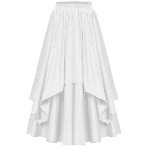 Renaissance Skirt for Women Gothic Steampunk High-Low Bustle Skirt Boho High Waist A-Line Maxi Skirts Fairy Dress