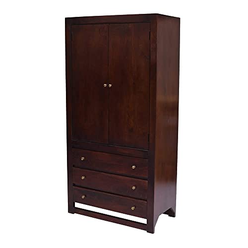 Image of Wakefit Wardrobe | 1 Year Warranty | Solid Wood Almirah, Cupboard for Clothes Storage | 2 Door, 4 Drawers | Brocade - Dark Brown