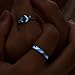 Glowing Band Moonstone Silver Couple Matching Promise Rings for Couples, Women, Men, Him, Her Set of 2 - Adjustable, Gift Wrap