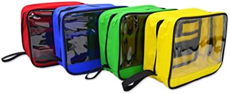 Lightning X Premium Color Coded Organizer First Aid Kit Accessory Pouches – Extra Large – Zippered Bag w/ Transparent Window – Set of 4 for EMT, Trauma, IFAK Medic Kits