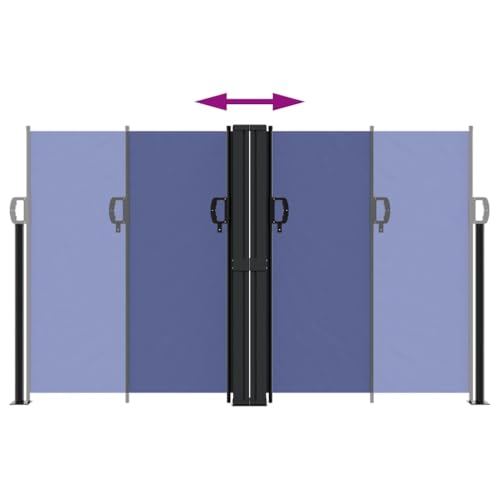 Store latéral extensible bleu brise-vue rétractable 140 x 600