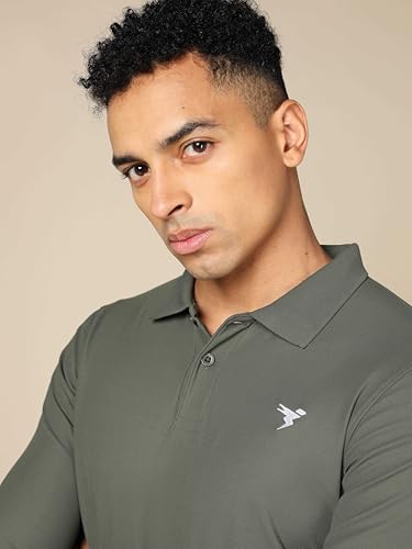 Image of TECHNOSPORT Mens Slim Fit Polyester Active Wear Collar Polo T-Shirt with Long Sleeves for Workout, Sports