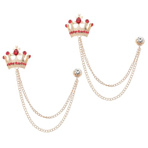 Image of PATIKIL Crown Hanging Chain Brooch Pins, Rhinestone Suit Pins Fashion Crystal Lapel Pins