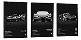zyfmyc Car Poster Wall Art For Men Set of 3 Framed Car Posters Room Aesthetic Black Canvas Prints Modern Painting Pictures Bedroom Living Room Boys Room Home Decor 12x16 in