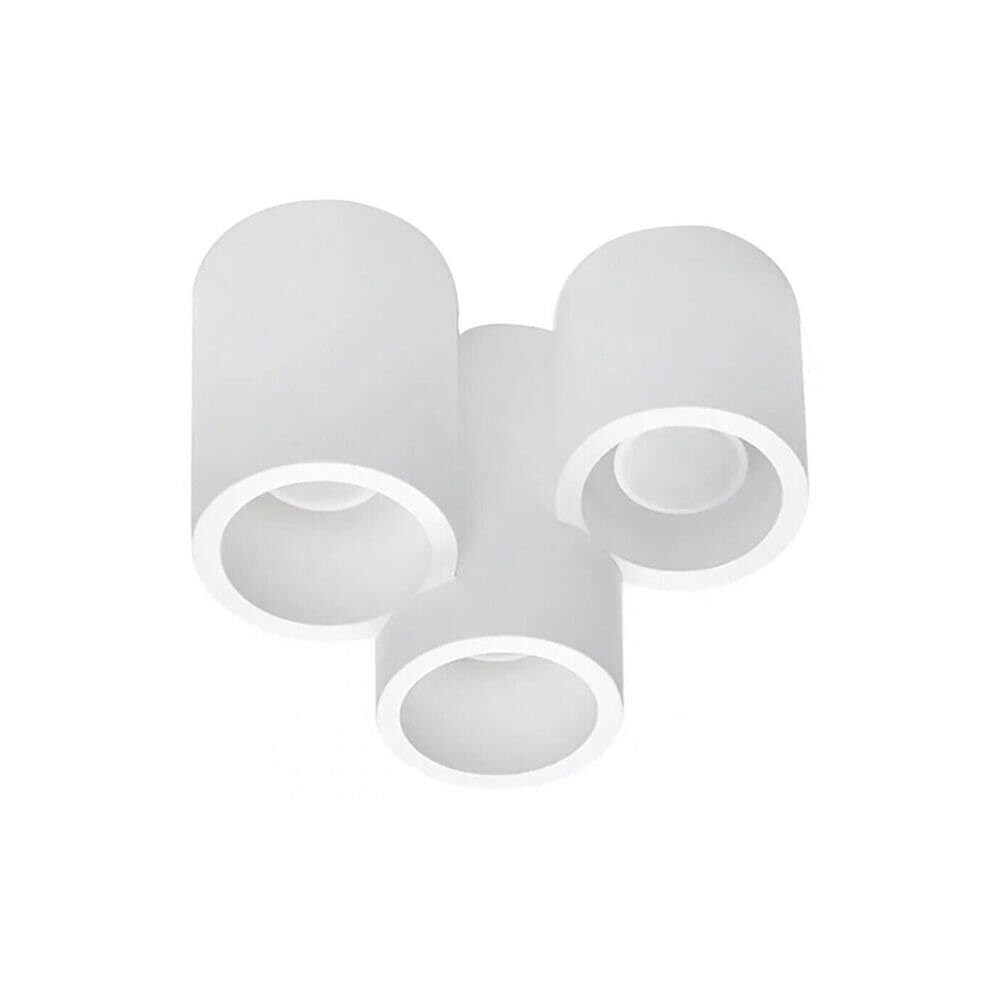 Lampadario da soffitto 3 cilindri in gesso verniciabile supporto faretto gu10