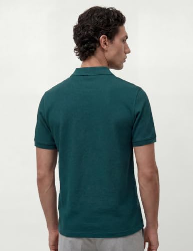 Image of DAMENSCH Men Rich Pique, Statement Textured, Body-Cooling All Degree, Premium Cotton, Herringbone Texture Johnny Collar Polo T-Shirt