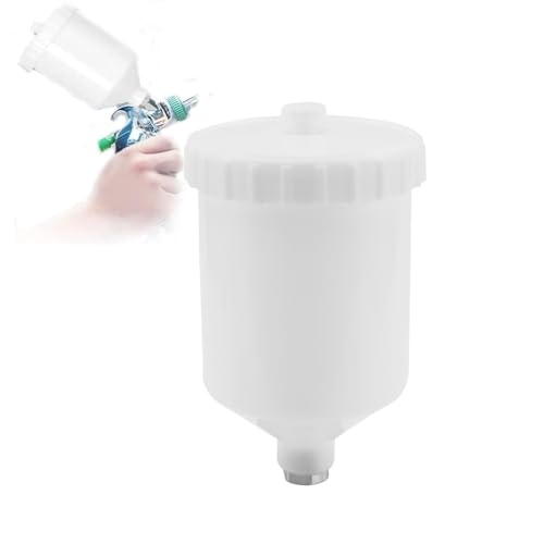 Tiamu 600 Ml Kunststoffbecher für Luftspritzpistole, Ersatzbecher für SATA-Spritzpistolen, Spritz Pistolen Becher Topf für Autos & Haus Lackierung, DIY-Malerei