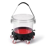 5 Gallon Car Wash Bucket Kit w/ 5-Caster Dolly, 15.5L Bucket, Filter Grids, Rubber Handle and Lid, 300LB Capacity Rolling Detailing System for Auto Cleaning, Heavy-Duty (Transparent)