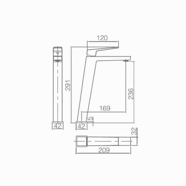 IMEX - Grifo de lavabo monomando de baño caño alto para agua fría y caliente - Griferia alto para lavabo - serie ART Oro Cepillado - BDAR025-3OC