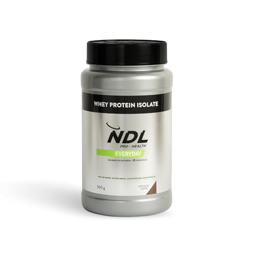 NDL Pro-Health Whey Protein Isolate – Proteína isolada, Tonifica y aumenta la masa muscular, Mejora tus entrenamientos, Alto en proteínas, Bajo en grasas – Chocolate fusion – 500 GR – 15 tomas