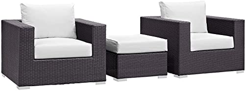Image of OUTLIVING Outdoor 2 Seater Sofa Set with Center Table | Patio Furniture Balcony Sofa Sets | Wicker Rattan Garden Sofa Set with Cushion for Outdoor Garden - (Black)