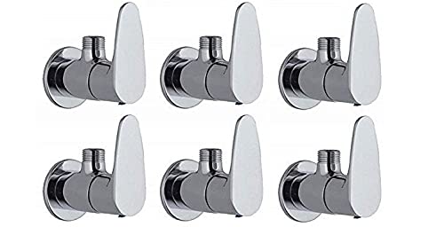 Jagger JAV2200 Fusion Brass Disk Angle Cocke for Bathroom Angle Valve, Angle Wall for Bathroom Angle Cocke for wash Basin Brass Angle Valve for wash Basin with Free Flange and Teflon Tape Set of (6)