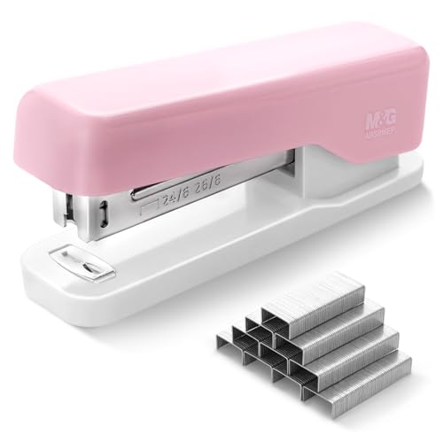 Image of M&G Desktop Stapler, Basic Office Stapler with 1000 Staples, 20 Sheet Capacity, Portable Small Desk Staplers for School Home Office (Pink)