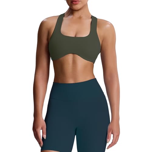 Image of Aoxjox Define Sculpt Racerback Sports Bra | women's workout fitness yoga crop tank, breathable fabric, 4-way stretch, moisture-wicking, gym essential