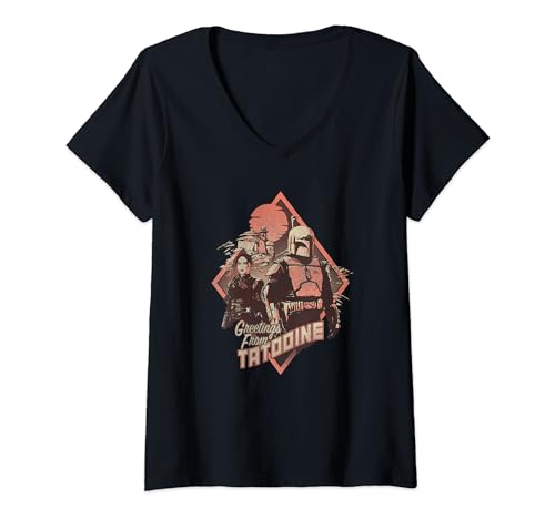 T-shirt Star Wars femme de type haut à col en V imprimé graphique de série télé