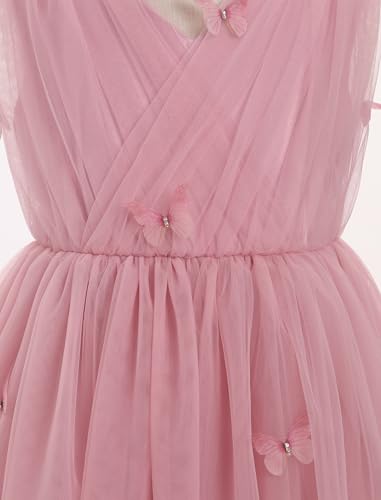 Image of IMEKIS Toddler Kids Girls Butterfly Dress Sparkle Sequins Tulle Wedding Formal Birthday Dresses 2-10T