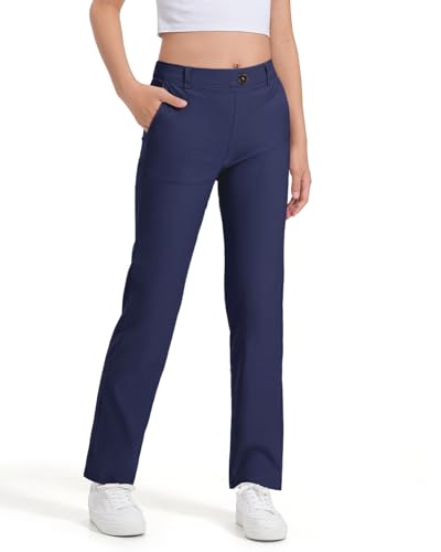 Image of Girls Uniform Pants Kids Dress Pants High Stretchy with Pockets