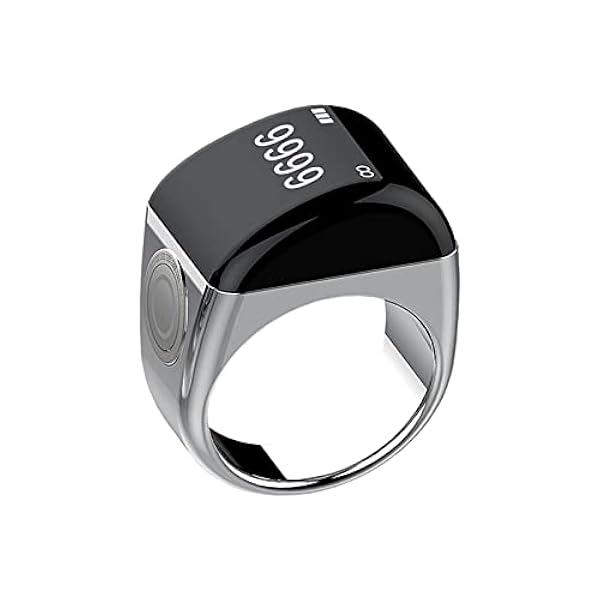 Kaulbiat Qibla Ring Tasbih-räknare bönpåminnelse – smart OLED-display Tasbih-ring med fingerbänk, 5 böntidspåminnelse, skärmvändning, flerspråkig islamisk muslimsk ring