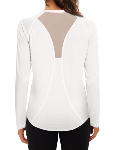 Wayleb Camiseta Deportivo Mujer Camiseta de Manga Larga Camiseta Holgada de Secado Rápido Camisetas de Malla Mujer Yoga Fitness Top Ropa Deportiva Entrenamiento Atlético