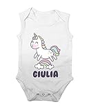 overthetee body smanicato neonato personalizzabile - unicorno [nome personalizzabile] - idea regalo