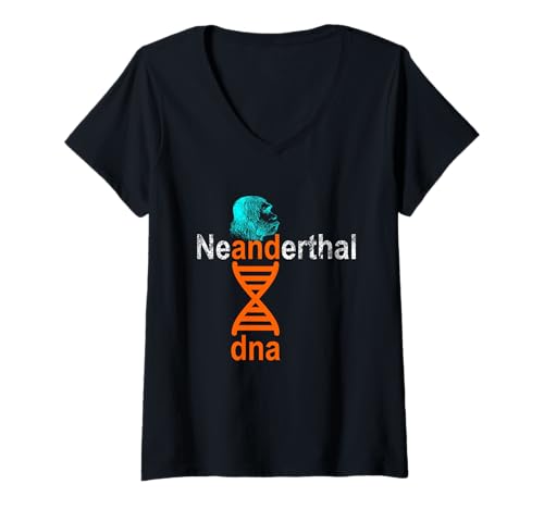 Womens Double Helix Neanderthal DNA Genetic Design V-Neck T-Shirt