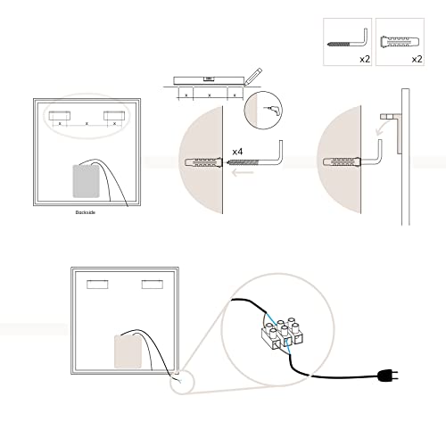 Miniatura 7 de Baikal Espejo De Baño, Espejo Con Marco Negro. Opción Con Y Sin Led. Estilos Que Se Adaptan Al Baño O Cualquier Estancia Del Hogar. Led Perimetral Táctil Anti Vaho 100 X 80 Cm