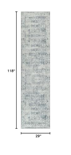 Morebes Vintage 2X10 Runner Rug For Hallway Non Slip,Washable Long Kitchen Rugs Runners,Soft Distressed Non-Shedding Carpet Runner Rug For Entryway Indoor Foyer Playroom,Blue-Gray thumb #1