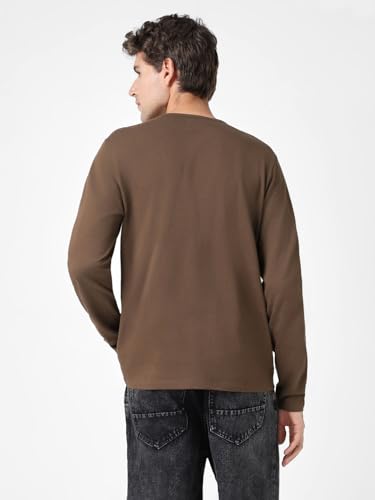 Image of Urbano Fashion Men's Solid Henley Neck Slim Fit Full Sleeve Cotton T-Shirt