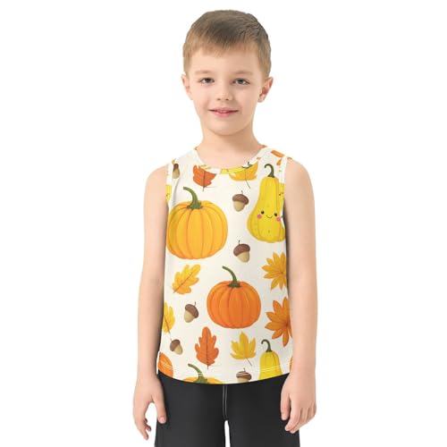 J JOYSAY Autumn Pumpkin Acorn Leaves Boys Tank Top Sleeveless Muscle Shirts Quick Dry Kids T-Shirts 3-15T2