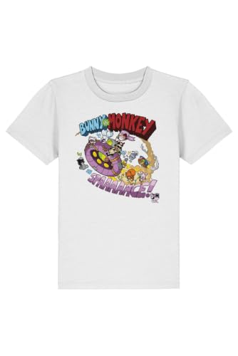 Image of The Phoenix Bunny vs Monkey in Space Kids t-Shirt - White / 7-8 Years