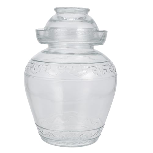 PRETYZOOM Tarro de Cristal Transparente para Fermentación Casera de Verduras 5 Litros con Sello Hermético, Frasco de Vidrio para Encurtidos y Almacenamiento en Cocina